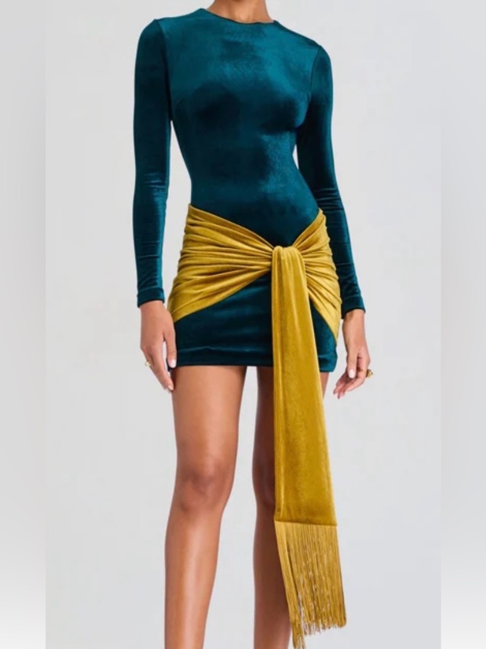 Retrofête Jackson Teal Velvet Mini Dress XS Worn for Runway